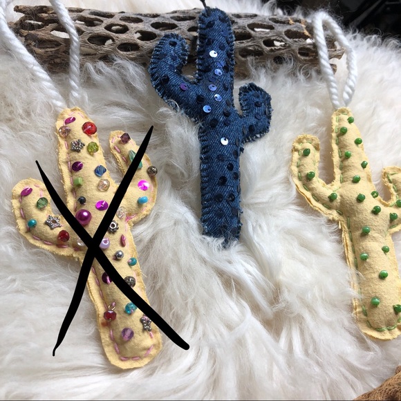 Handmade all recycled material Cactus Christmas ornaments. Listing for 1. - Picture 2 of 5